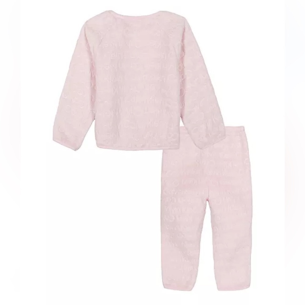 Calvin Klein Soft Pink Debossed Logo Sherpa Sweatsuit Matching Set Size 6/9M - Picture 2 of 11